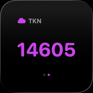 System Gauge custom TKN widget showing 14,605 Claude Code tokens tracked in real time